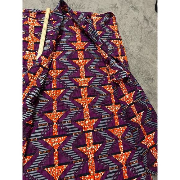 MAE OTTI African Ankara Kaftan Dashiki Style Tunic OS Wax Print Geometric Purple - Picture 5 of 7